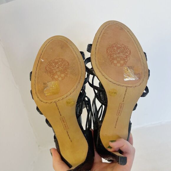 Vince Camuto Kamella High Heel Open Toe Caged Gladiator Sandals Black  Size 8.5 - Picture 3 of 8